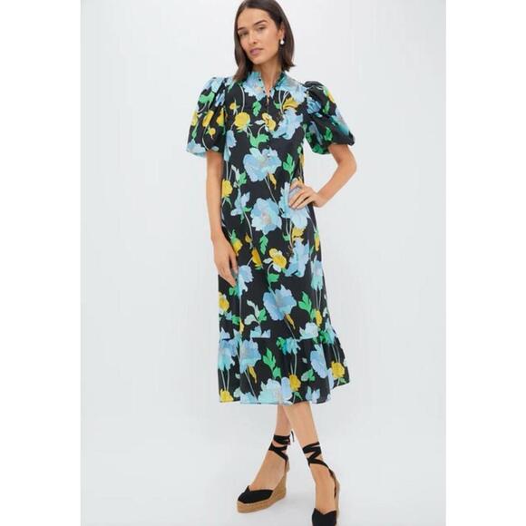 Dresses & Skirts - Tuckernuck Hyacinth House Black + Airy Blue Floral Mimi Midi Dress NWT Small S